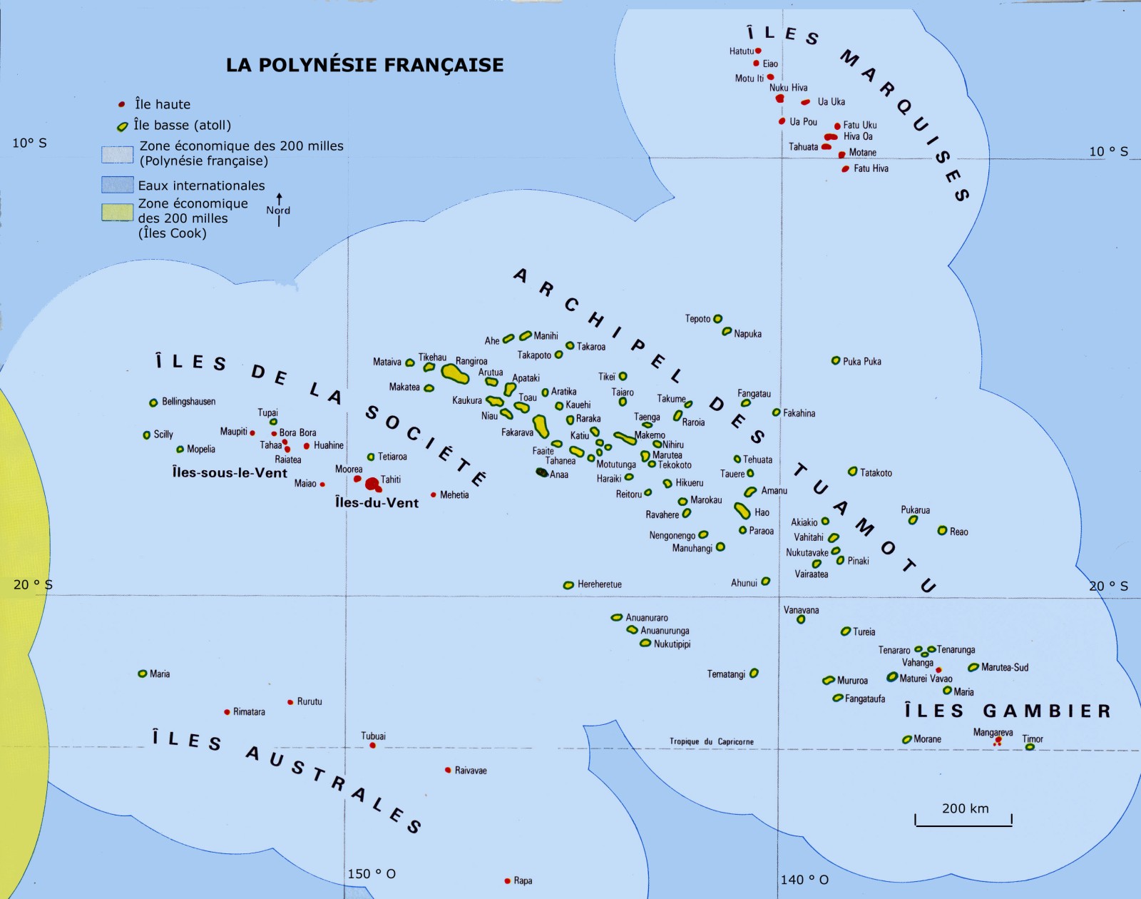 Carte de Polynésie Française